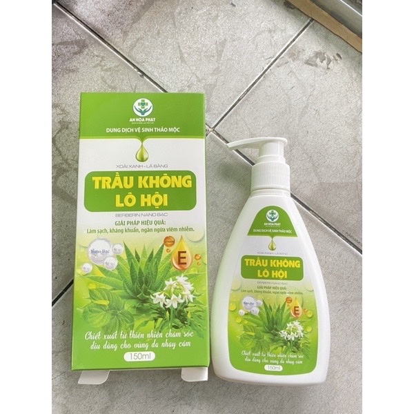 Dung dịch vệ sinh phụ nữ trầu không lô hội chai  150ml ,làm sạch dịu nhẹ ,ổn định độ PH tự nhiên ,mềm mại , ngăn ngừa các bệnh phụ khoa giúp kháng khuẩn ,khử mùi hôi ,góp phần ngăn ngừa vi khuẩn gây viêm nhiễm nấm ngứa