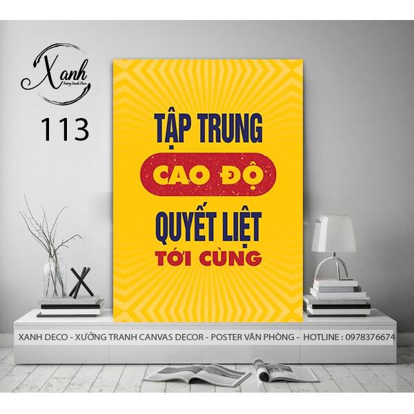 Tranh canvas động lực &quot; 5 điều sếp dạy&quot; tặng đinh treo tranh