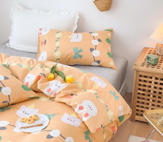 Set Chăn Ga Gối Cotton Living hàng Nhập Khẩu Cao Cấp 4 Món Gấu Thỏ
