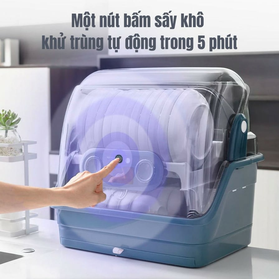 Máy sấy và diệt khuẩn bát đĩa bằng tia UV - khử khuẩn - Kệ đựng chén bát 2 tầng