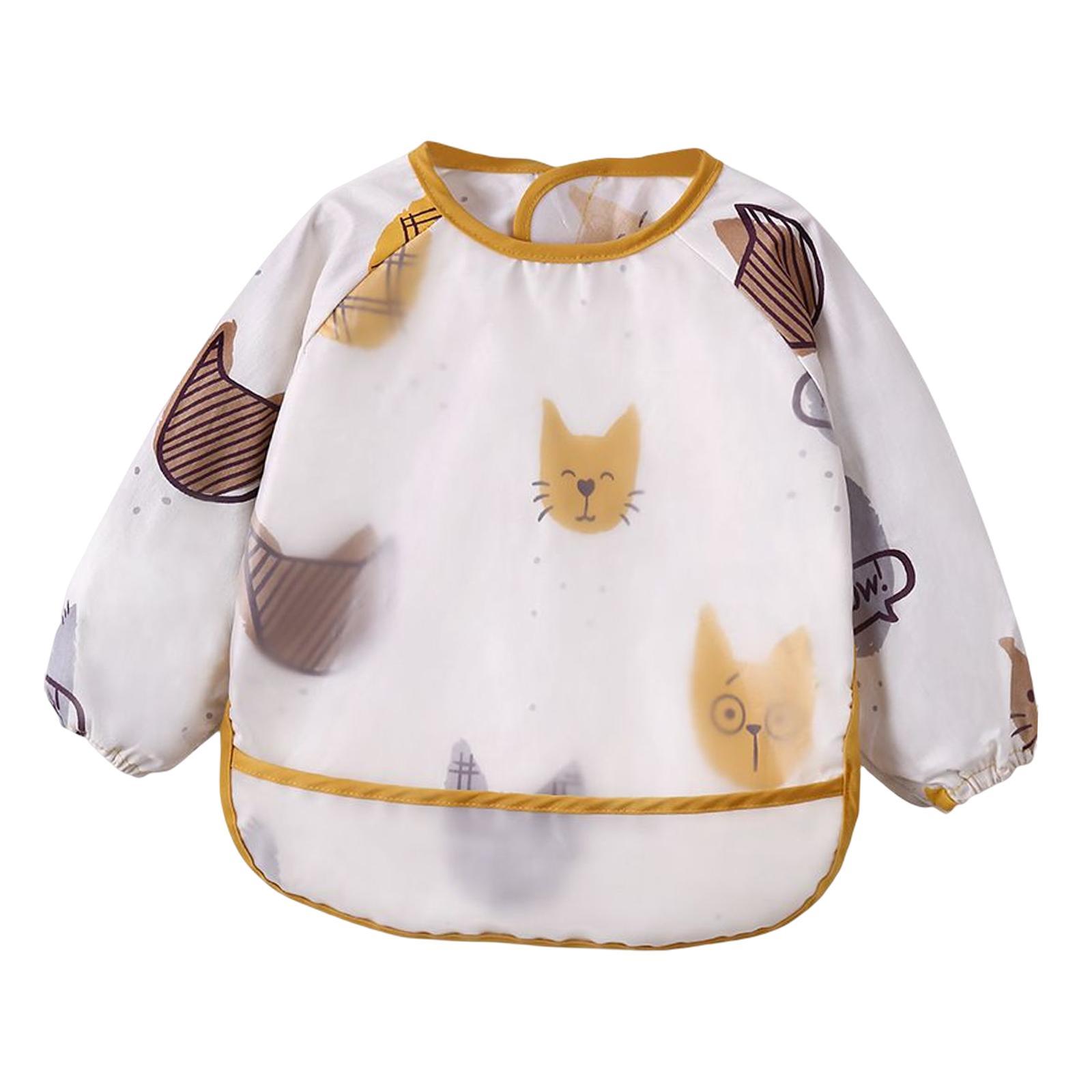 Waterproof Baby Bibs Infant Feeding Smock Sleeved Bib Comfortable Reusable Toddler for Baby Toddler Eating Feeding Weaning
