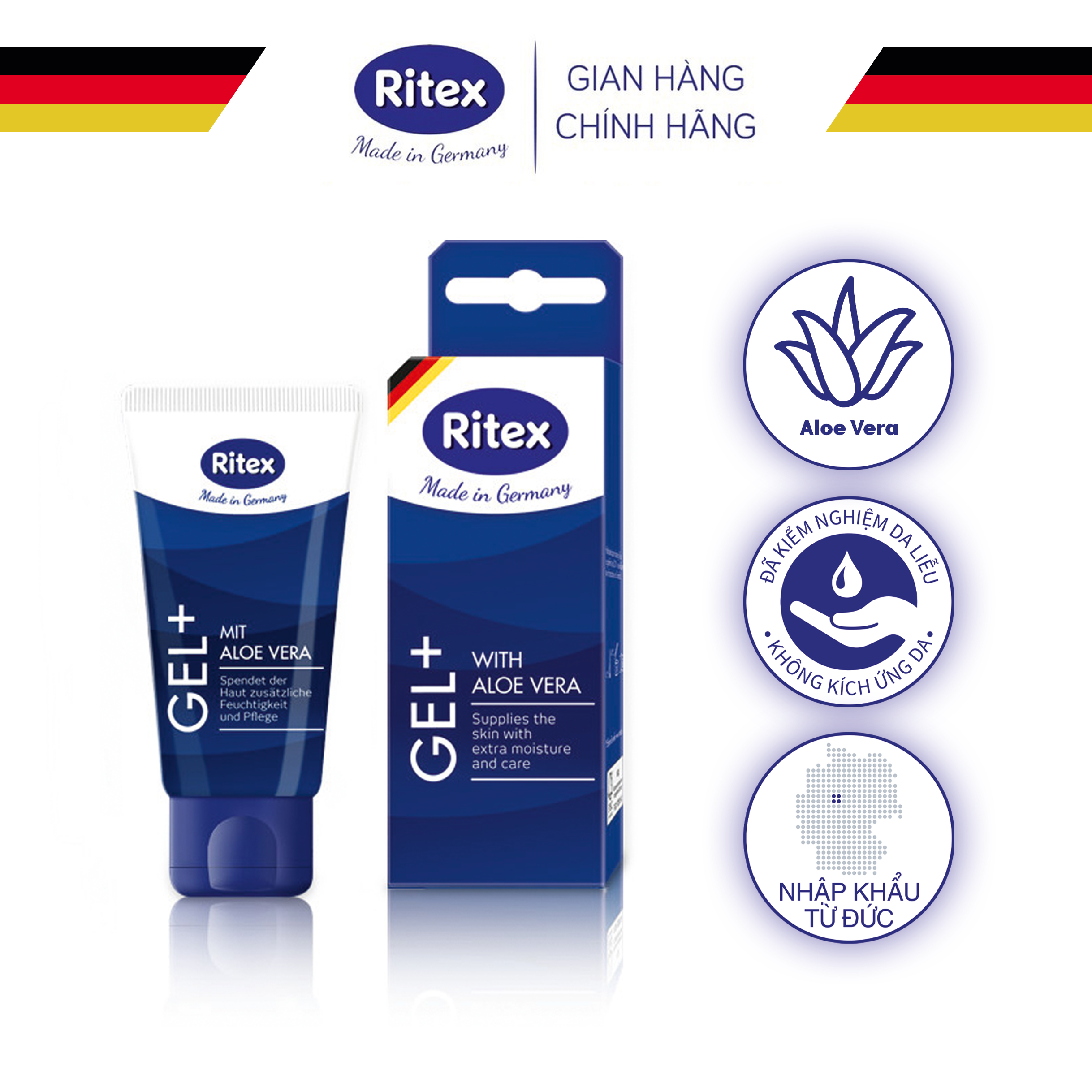 Gel bôi trơn dưỡng da lô hội RITEX Gel+,Tuýp 50ml