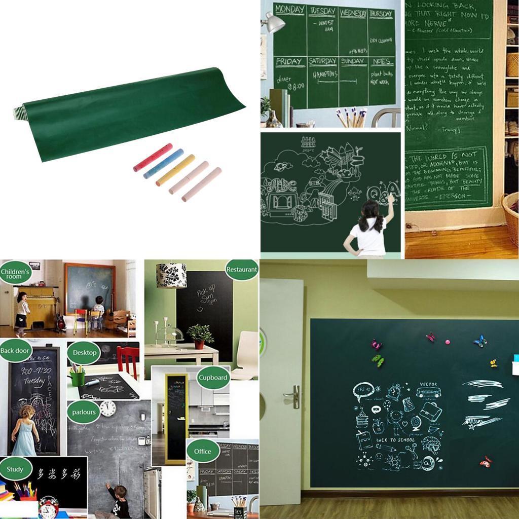 2 Pieces Large Blackboard Paper Roll Wall Decals Stickers Green