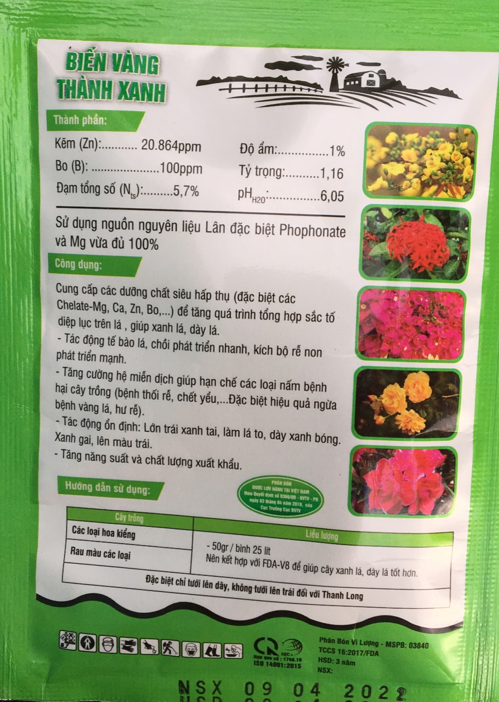Áo Giáp Kẽm - Diệp lục tố - Biến vàng thành xanh gói 50gr