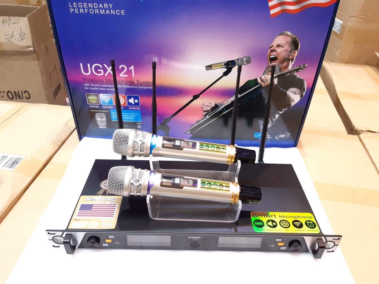 Micro karaoke không dây Shure UGX 21 loại 1 (Board đỏ) 4 anten hàng chính hãng