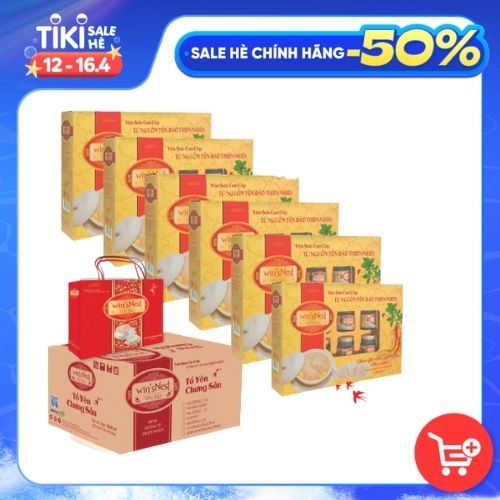 Combo 6 hộp nước yến sào win'sNest nhân sâm (6 Lọ x 70 ml / Hộp) thích hợp cho người lớn và người bệnh trong quá trình hồi phục sức khỏe