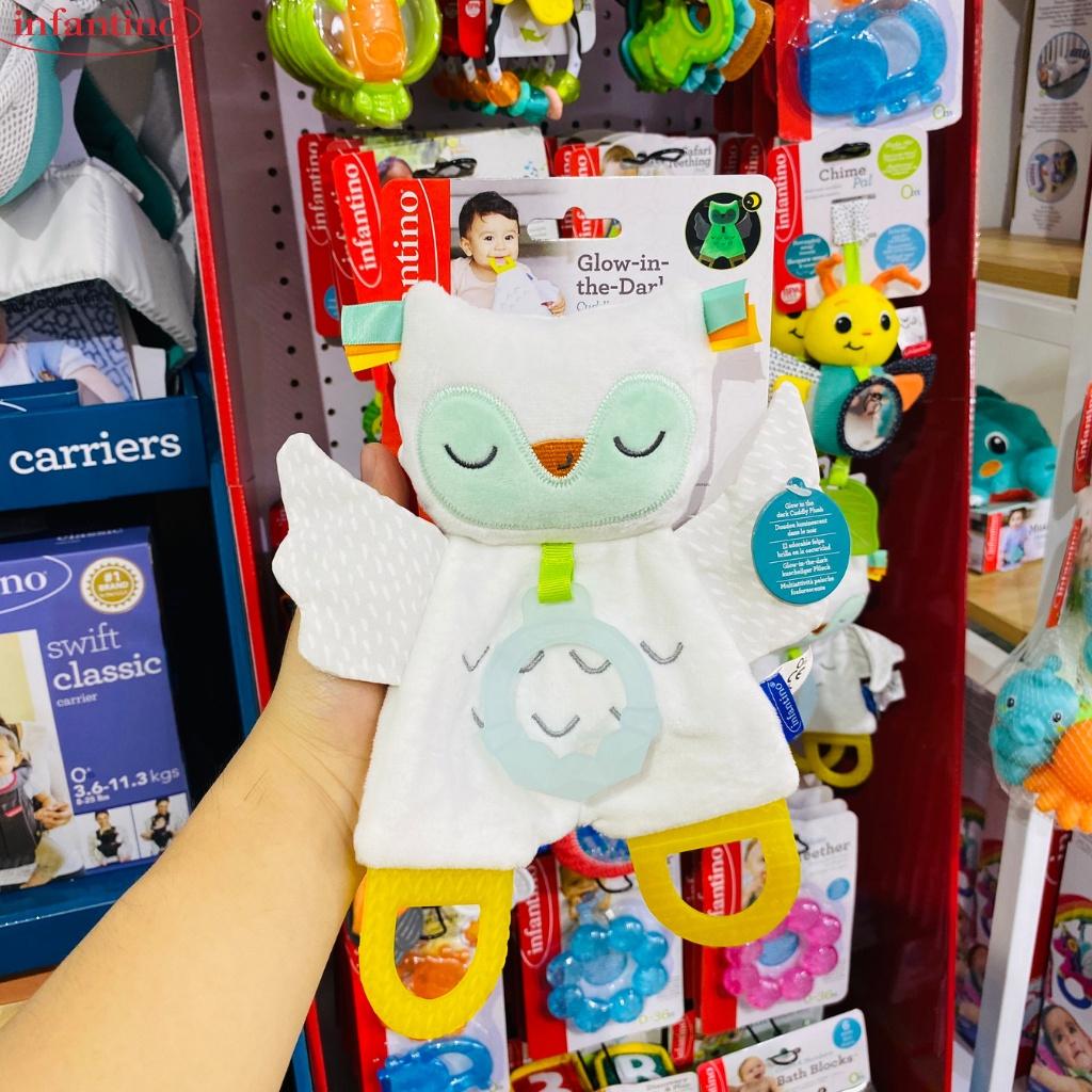 Đồ Chơi Vải Kiêm Gặm Nướu Hình Chú Cú Phát Sáng INFANTINO Glow In The Dark Cuddle &amp; Teether Owl Dành Cho Bé