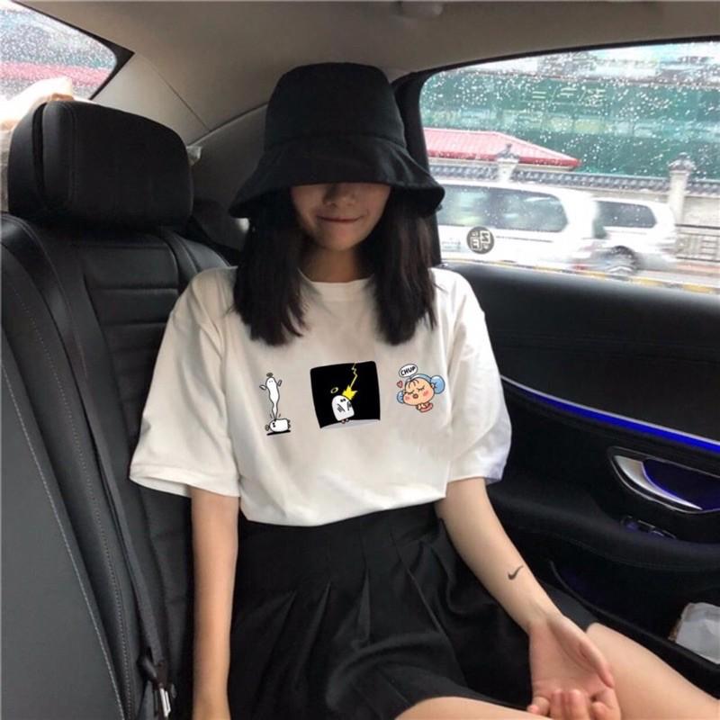 Áo Thun Tay Lỡ Form Rộng Unisex Nam Nữ Phong Cách Hàn Quốc Ulzzang