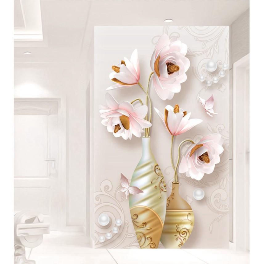 Tranh dán tường Khổ dọc Tranh bình hoa ngọc UD1069