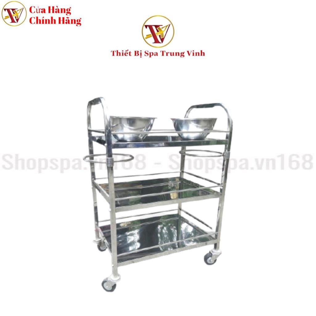 Xe đẩy Inox 3 Tầng Spa, Thẩm mỹ, Phun Xăm, Tatoo, Y Khoa