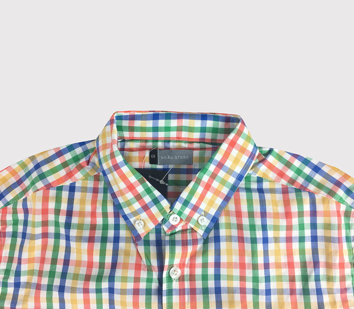 Sơ mi caro nhí chất cotton mềm, mịn, thoáng mát, lịch sự gọn gàng