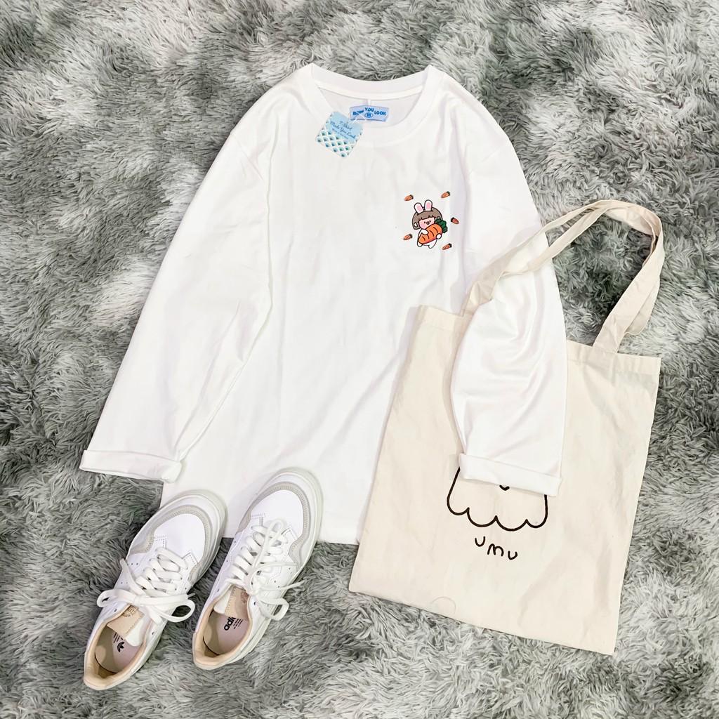 Áo Thun Tay Dài Thu Đông Unisex Thỏ Cà Rốt Ulzzang