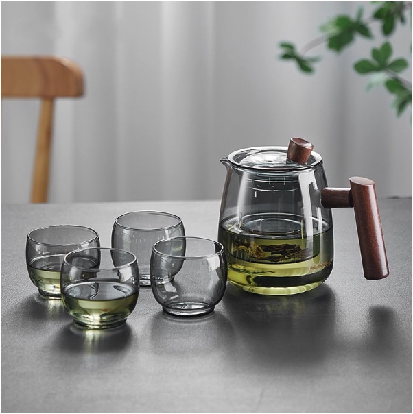 Bộ Ấm Trà 4 ly Thủy Tinh borosilicat Tea Ceremony Pot cao cấp