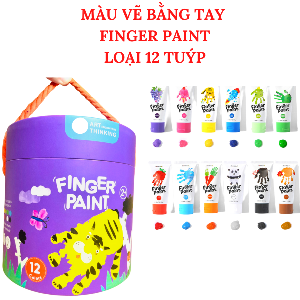 Màu vẽ bằng tay Finger Paint có 2 loại 6 tuýp và 12 tuýp cho bé lựa chọn