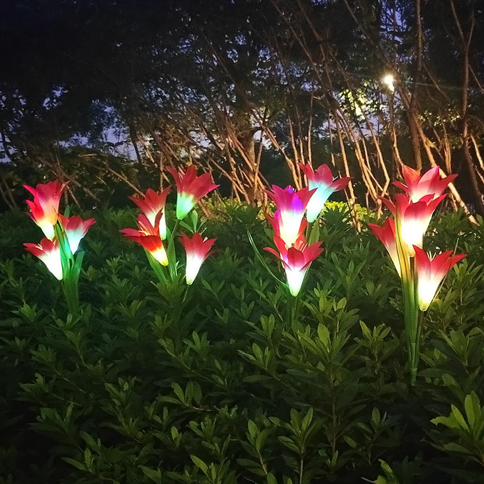 Đèn LED hình hoa năng lượng mặt trời ngoài trời ánh sáng RGB không thấm nước trang trí nhà cửa sân vườn
