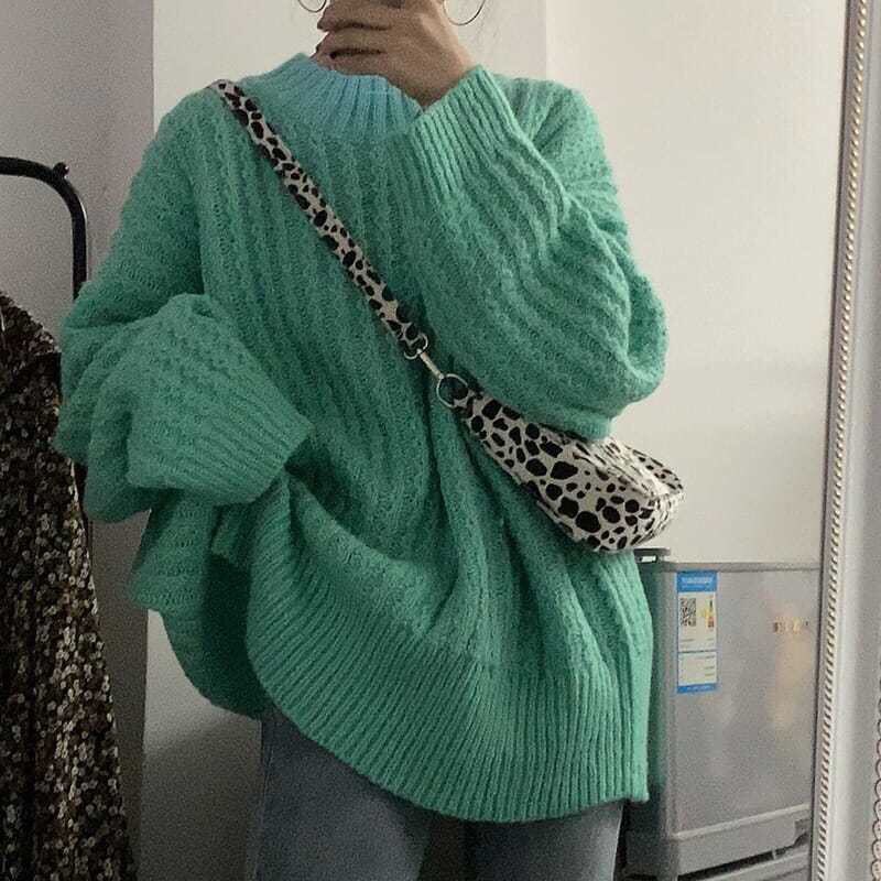 Áo len sweater dáng dài rộng cao cấp cho nữ