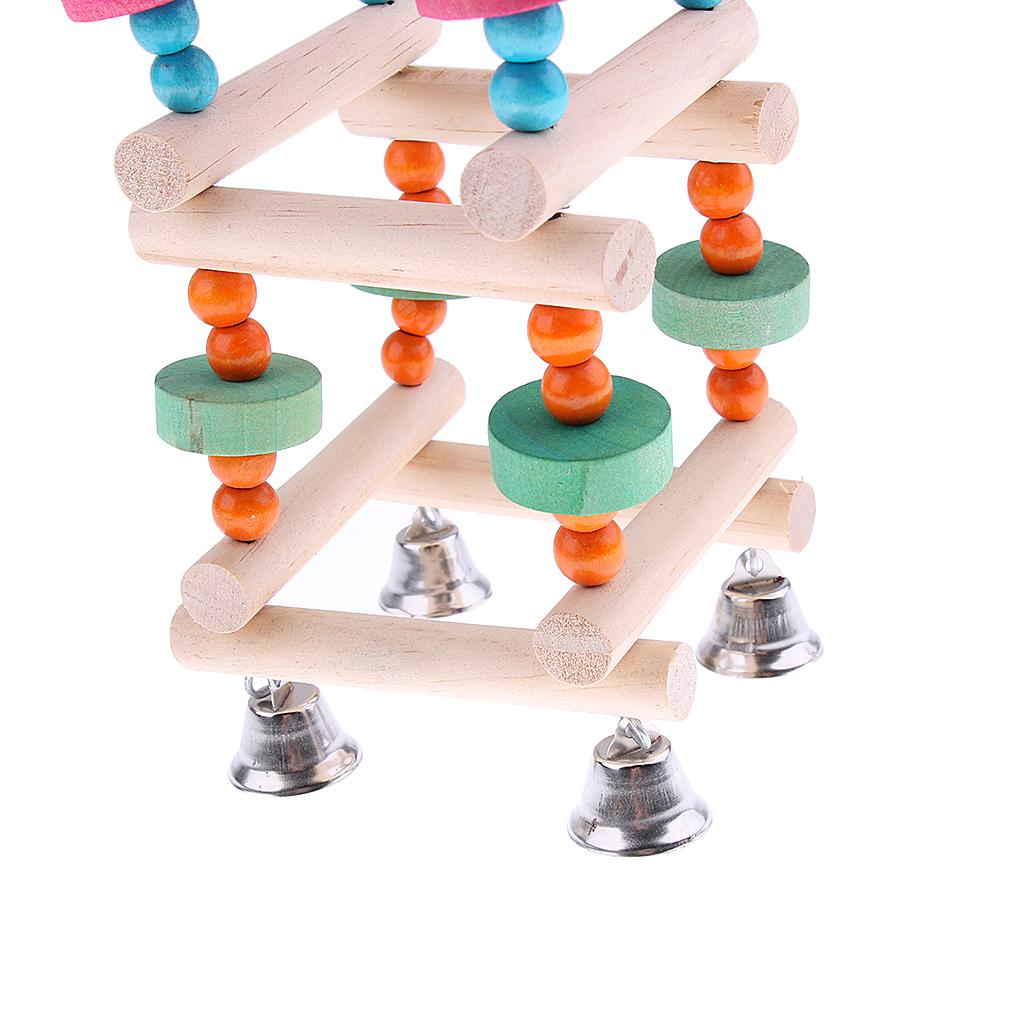 Bird Parrot Wooden Stand Perches Toy Hanging Swing Ladder Climb Chewing Toy