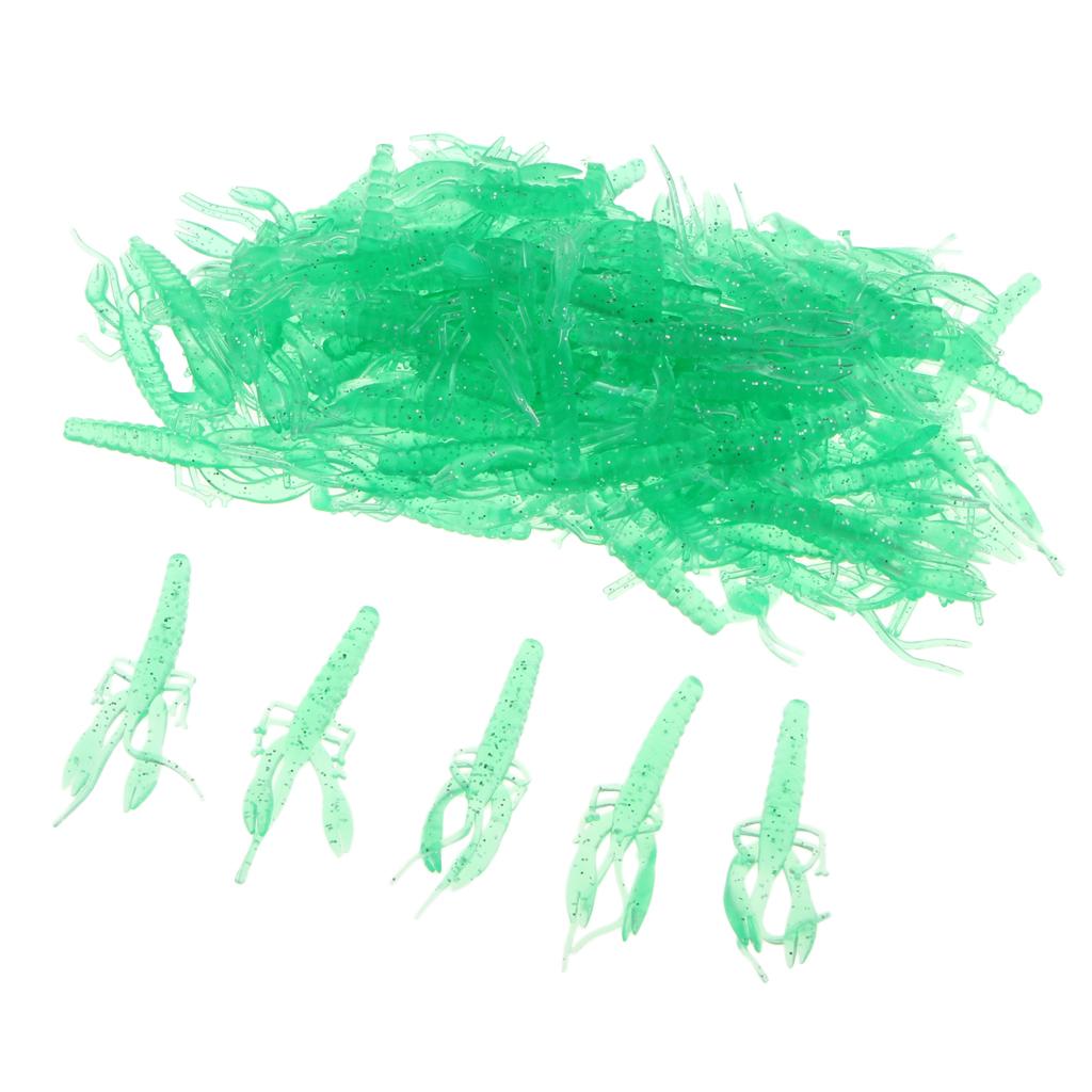 100pcs Soft Shrimp Grub Lure Fishing Tackle Bass Bait Jig Head 55mm