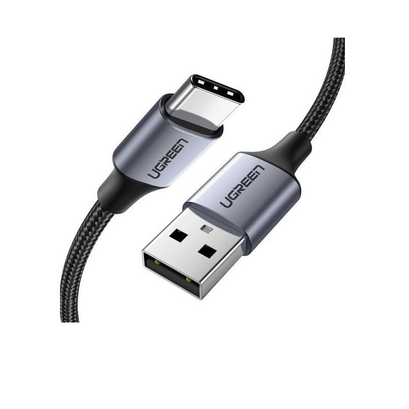 Cáp sạc và dữ liệu 3M Qc3.0 usb type c 2.0 từ máy tính ra điện thoại đầu nhôm xám Ugreen 60409   US288 Hàng Chính Hãng