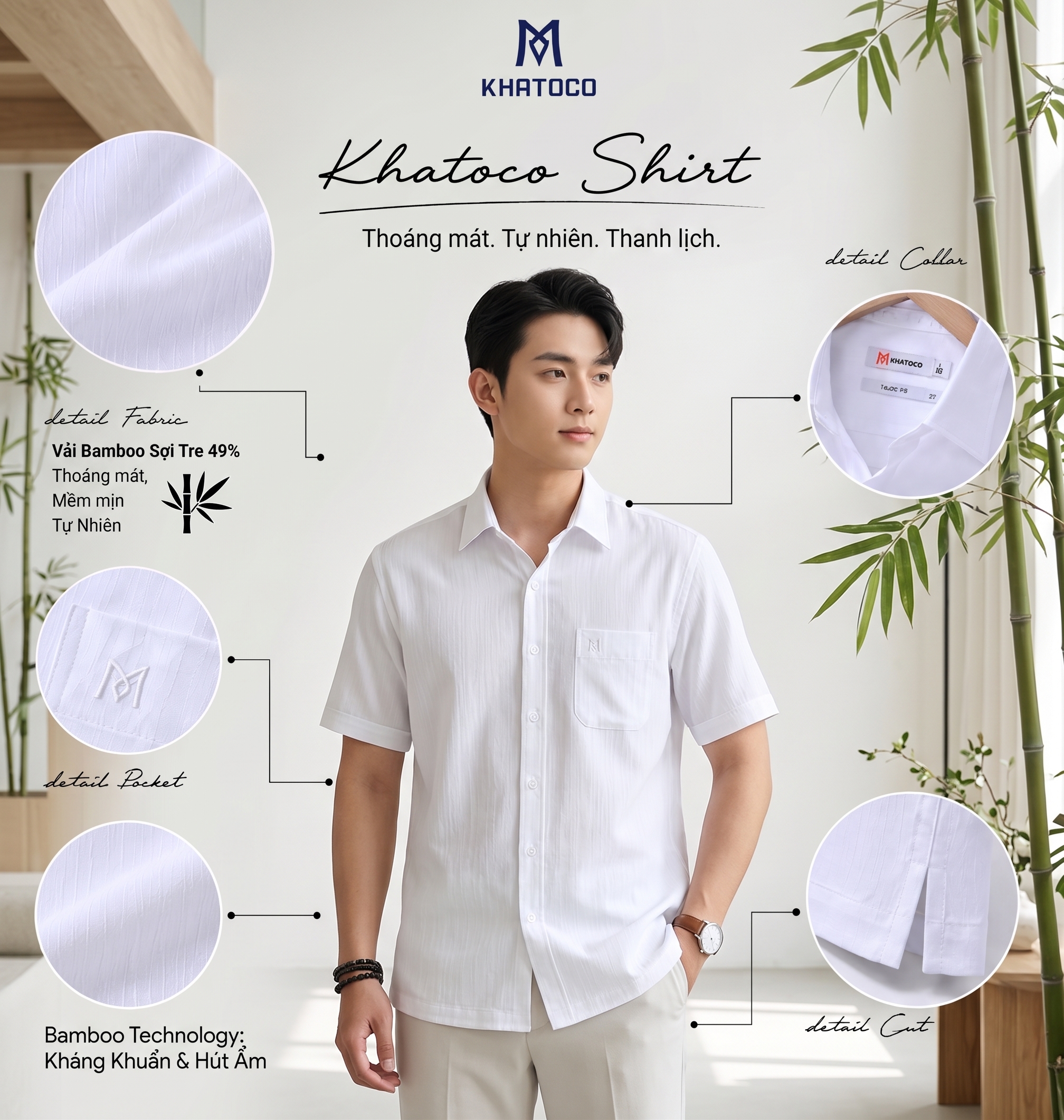 Áo sơ mi Khatoco tay ngắn (L,XL)