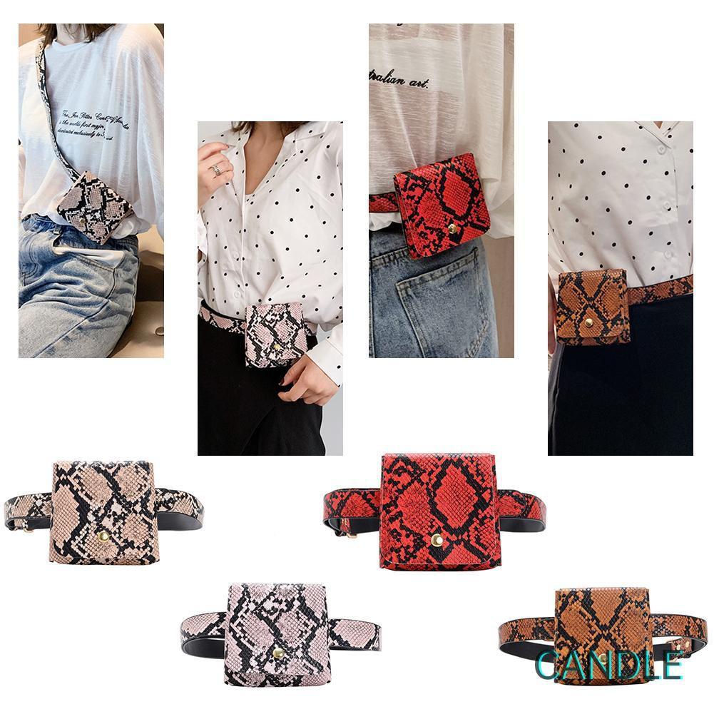 Túi đeo chéo mini bằng da phong cách cổ điển in họa tiết da rắn cho nữ