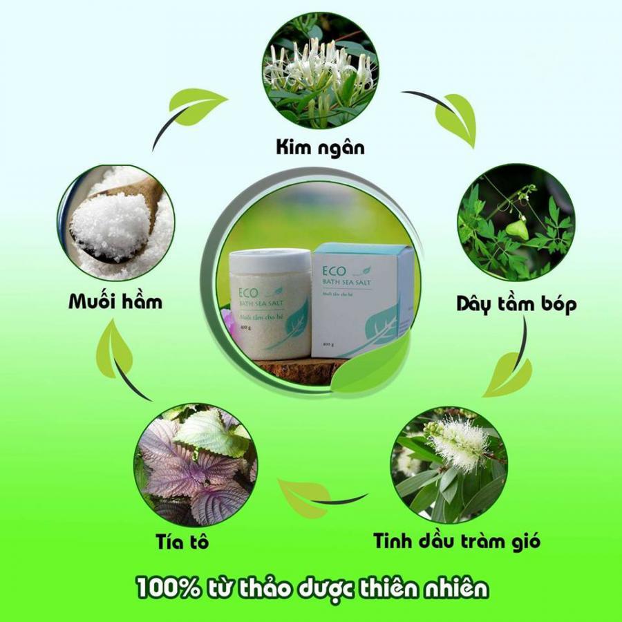 Muối Tắm Bé ECO 400g - Muối Tắm Bé Thảo Dược 100% Tự Nhiên Làm Giảm Rôm Sảy mề Đay và Dị Ứng Da An Toàn Cho cả Trẻ Sơ Sinh