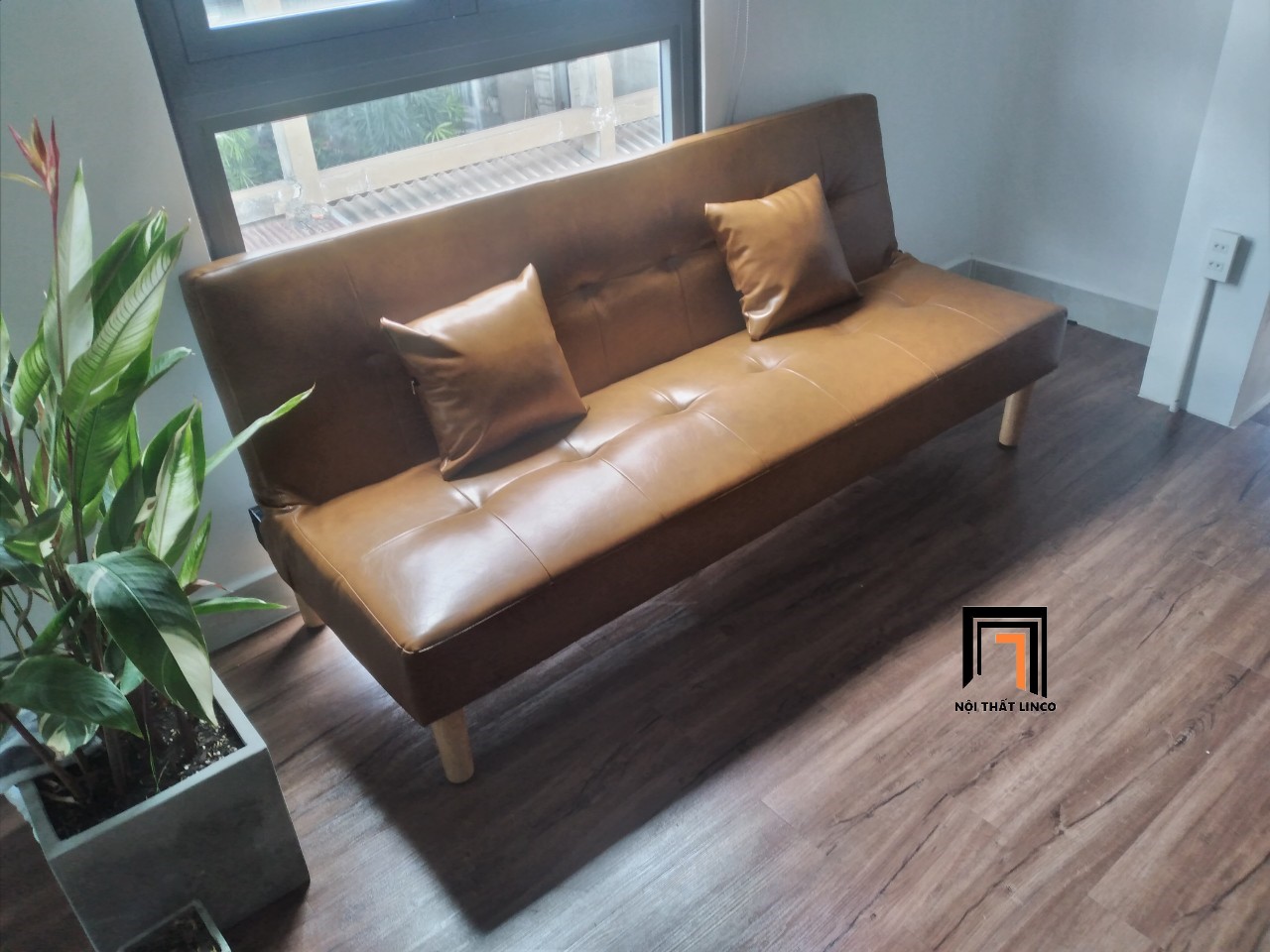 Ghế sofa bed mini simili giả da màu da bò nhiều kích cỡ