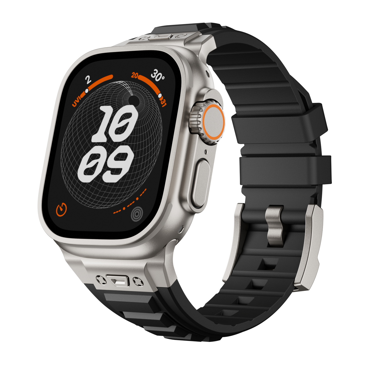 Dây Silicone Đầu Nối Kim Loại Tactical Style cho Apple Watch Ultra 1/2 & Apple Watch Series 4/5/6/7/8/9/SE/10 Size 44/45/46/49mm - Hàng Chính Hãng