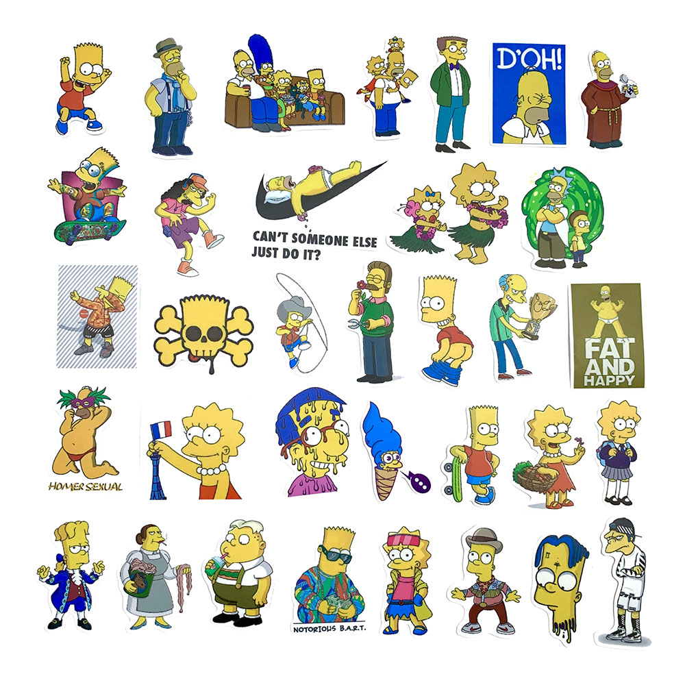 Sticker Gia đình Simpson The Simpsons Ngẫu Nhiên Chất Lượng Cao Chống Nước Trang Trí Nón Bảo Hiểm Vali Đàn Xe Máy Xe Đạp