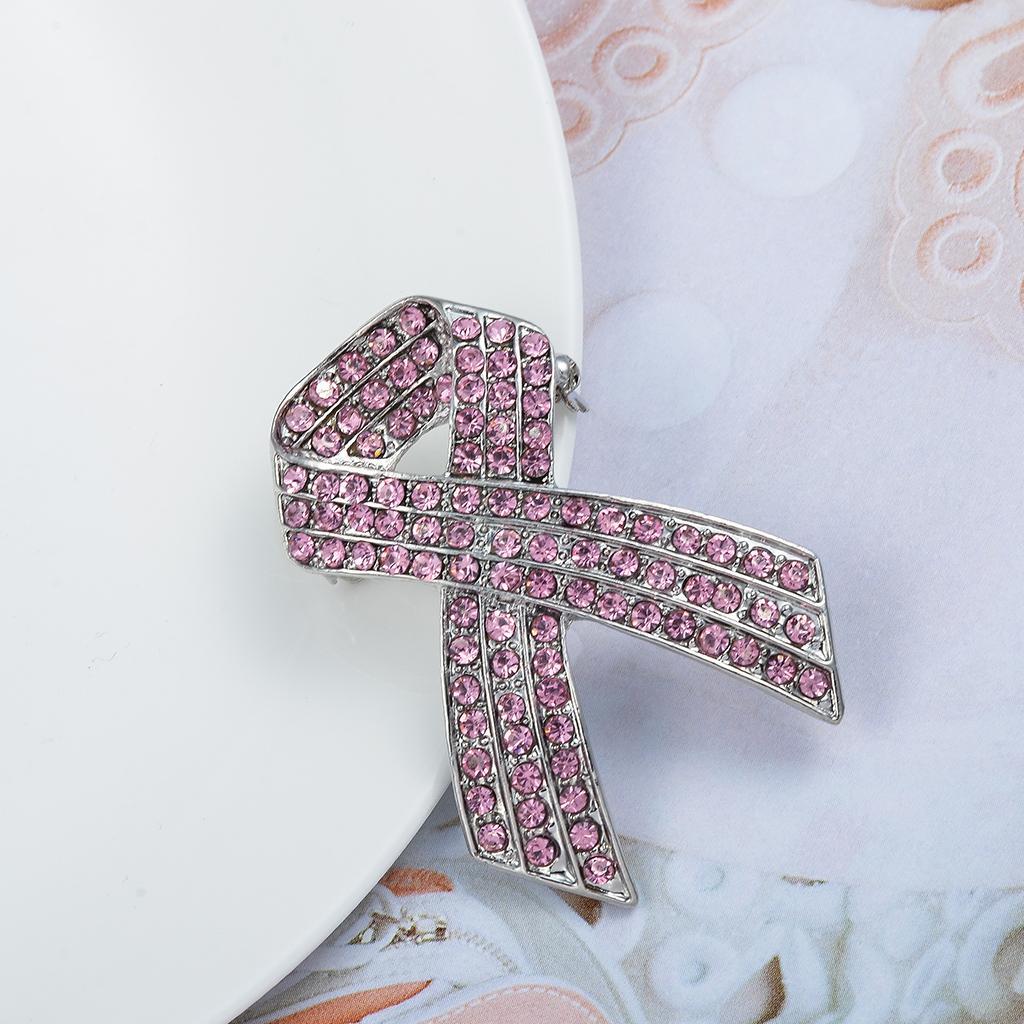 Luxury Fashion Pink Crystal Bow Ribbon Brooch Pin Women/Men Corsage Jewelry