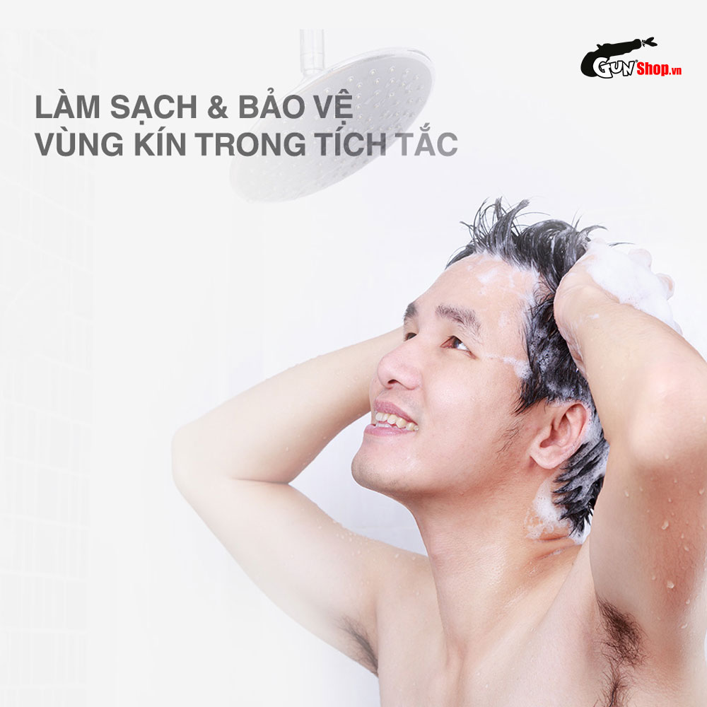 Dung dịch vệ sinh nam dạng bọt, tinh chất bạc hà tươi mát - Shell Pure Peppermint Extract kèm 1 chiếc BCS Gun Super Thin