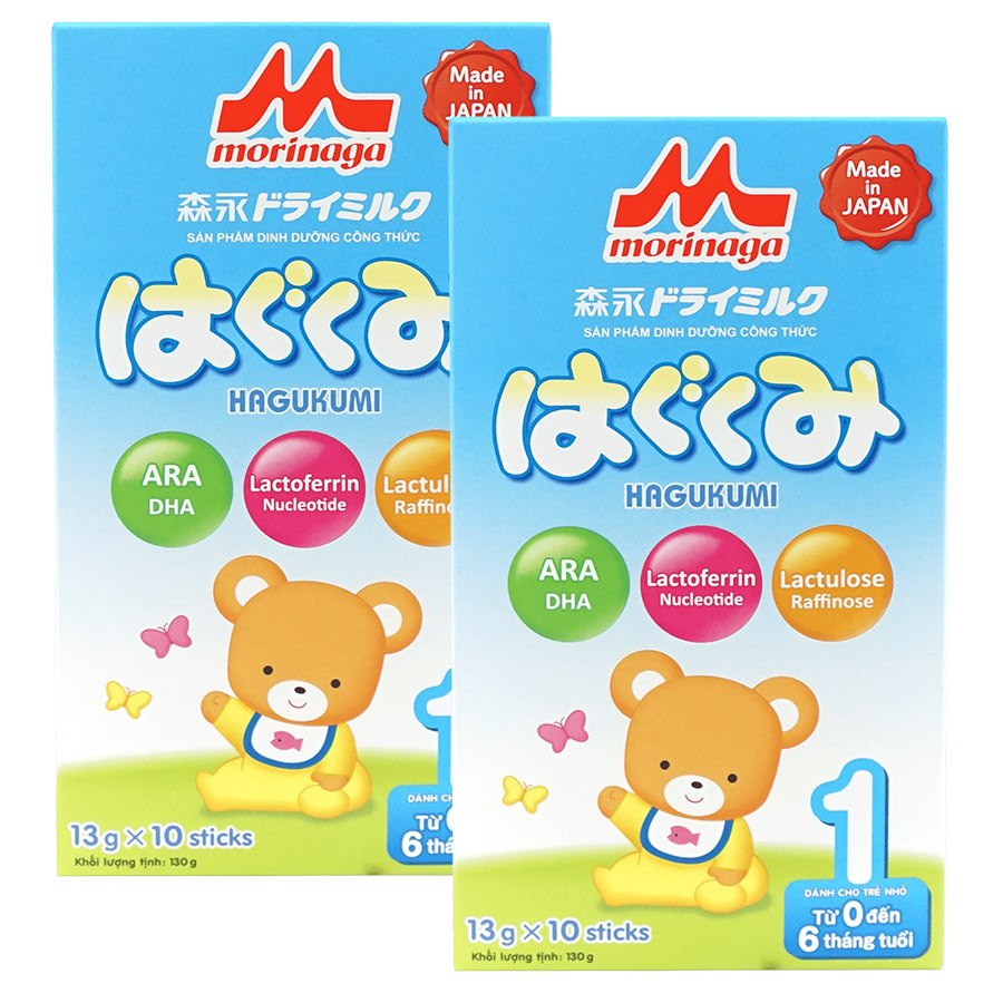 Combo 2 hộp sữa Morinaga Số 1 dạng thanh  - Hagukumi (130g) - 10 thanh / hộp (0 - 6 tháng)