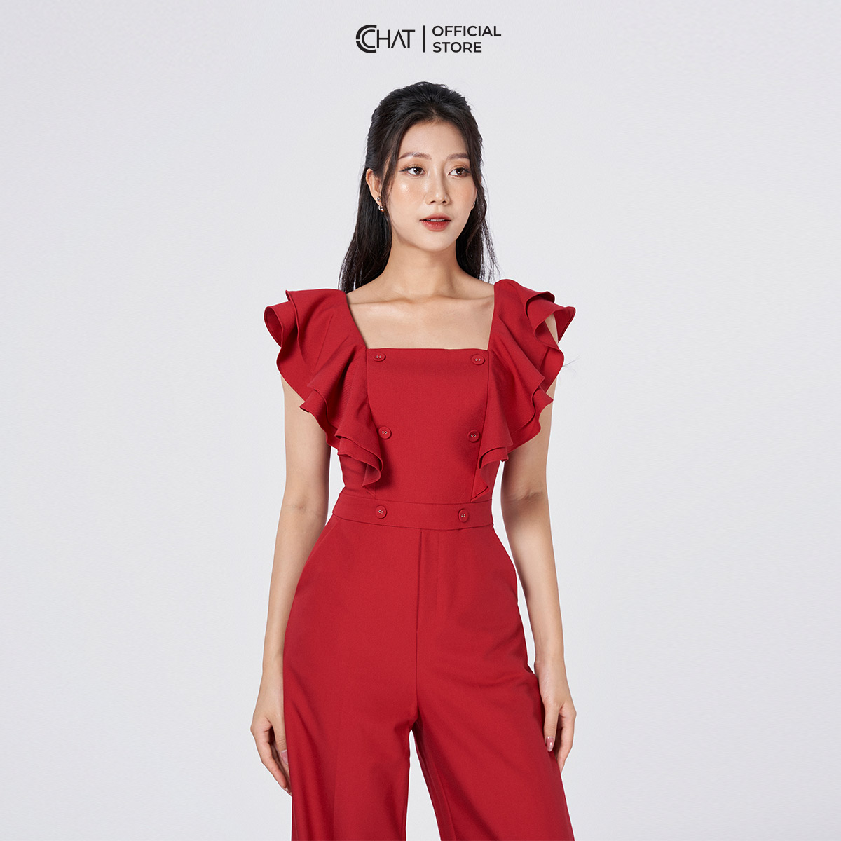 Jumpsuit Nữ CCHAT Dáng Suông Rủ Bèo 2 Tay Chất Mango Cao Cấp Phong Cách Trẻ Trung 12JNE2001ST