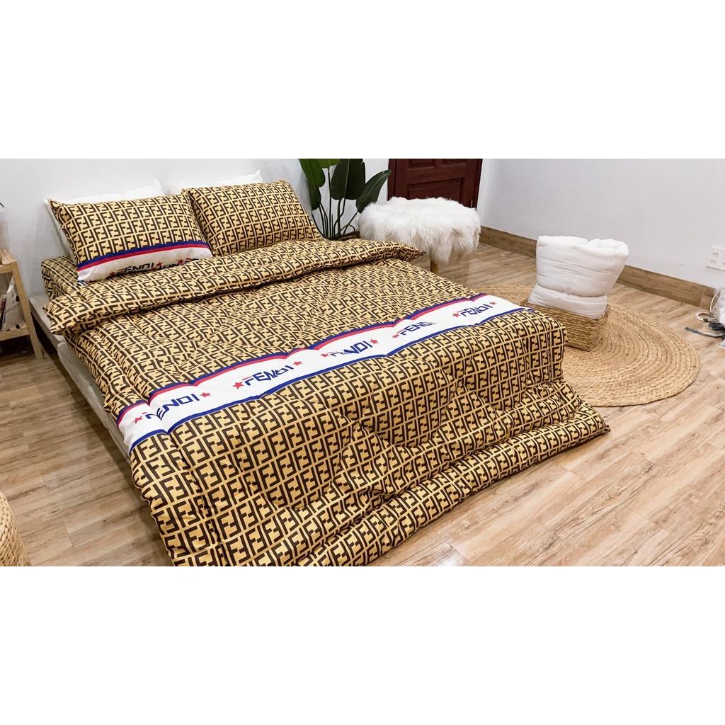 Sét chăn ga bọc đệm cottong poly 5 món nhiều kích thước