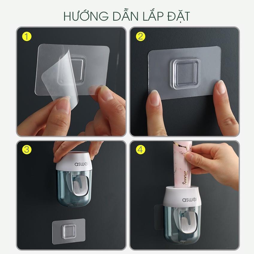 Dụng cụ nhả kem đánh răng tự động - Hộp nặn kem đánh răng dán tường ASWEI