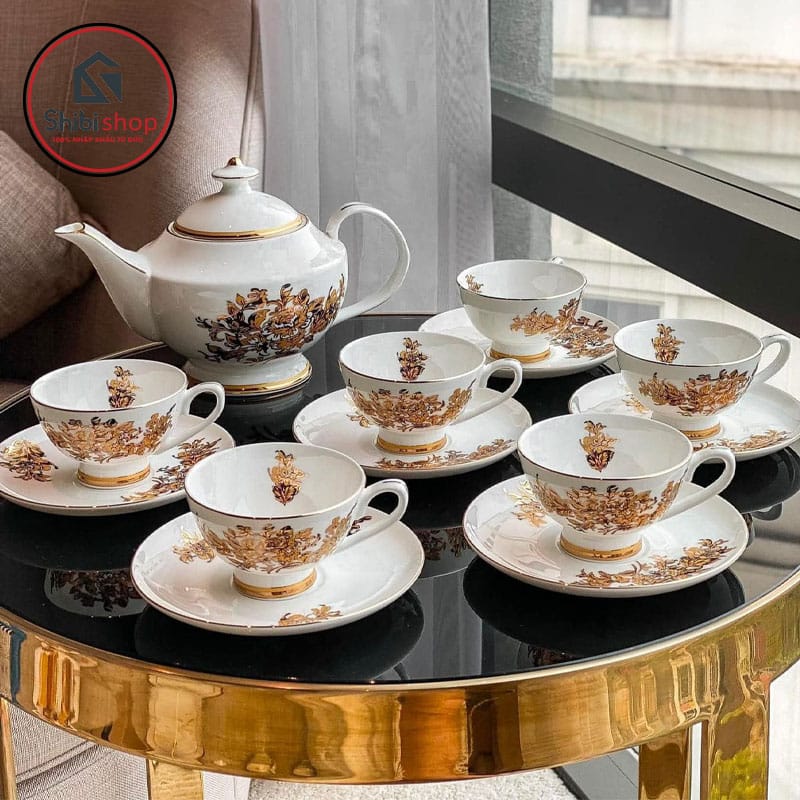 Bộ ấm - chén trà sứ xương châu Âu Imperial hoa cúc hàng chính hãng