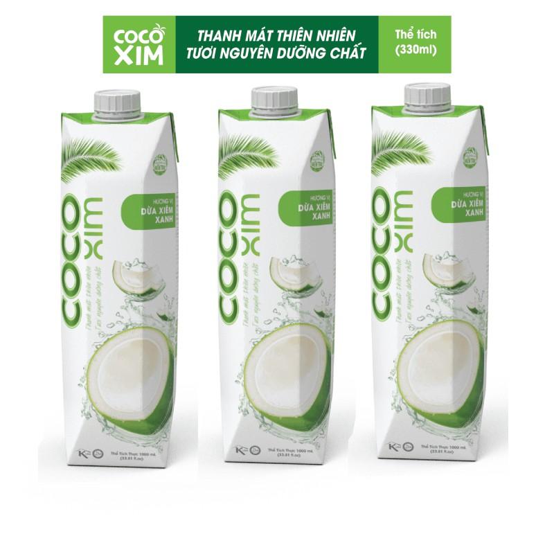 COMBO 3 Hộp Nước dừa Cocoxim đóng hộp Cocoxim Xanh dung tích 1000ml/Hộp