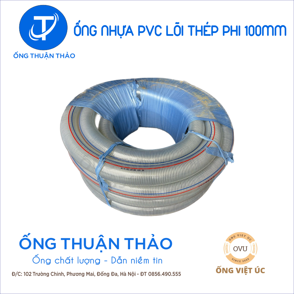 Ống Nhựa PVC Lõi Thép Phi 100mm CUỘN 30 MÉT- Hàng Nhập Khẩu