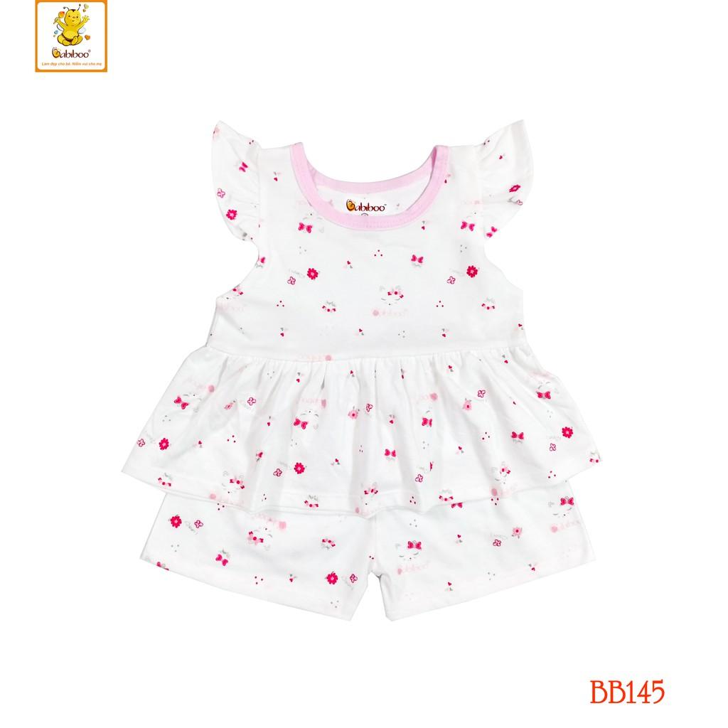 Bộ cotton bé gái cánh tiên in hình đáng yêu BABIBOO – BB145