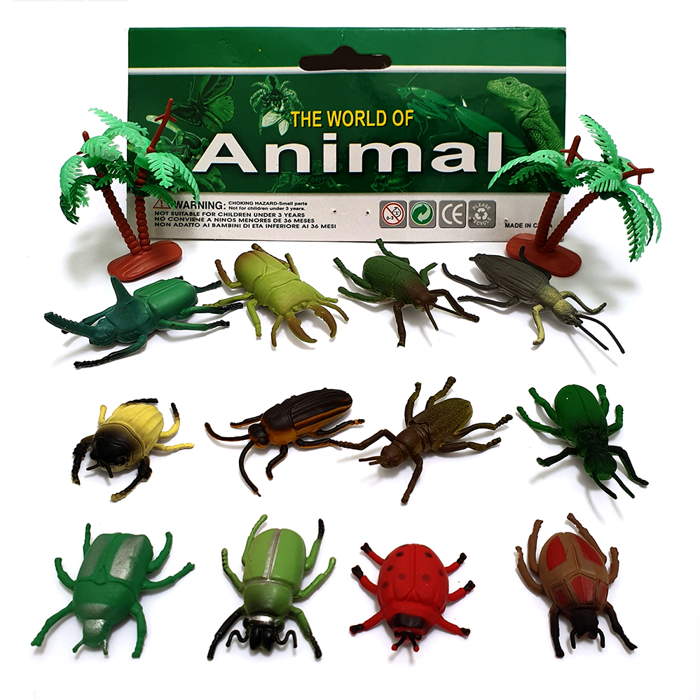 Bộ 12 mô hình động vật Animal World bọ rùa mini giáo dục trẻ em tặng kèm vòng tay biến hình thú Twisty Petz New4all dễ thương