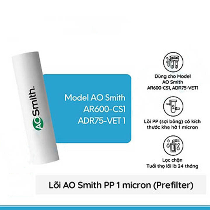 Bộ lõi máy lọc nước AO Smith A1/A2/M2 - E2/E3 - AR75-AS1E/AR75-AS2/M1/G1/G2 - Hàng chính hãng