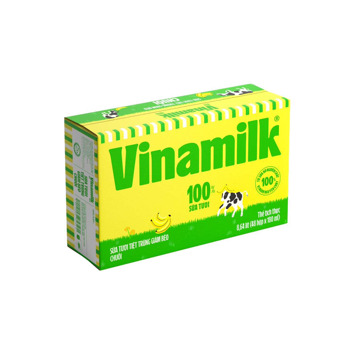 Combo Sữa Tươi Tiệt Trùng Dừa 100% Giảm Béo Vị Chuối 180ml Vinamilk