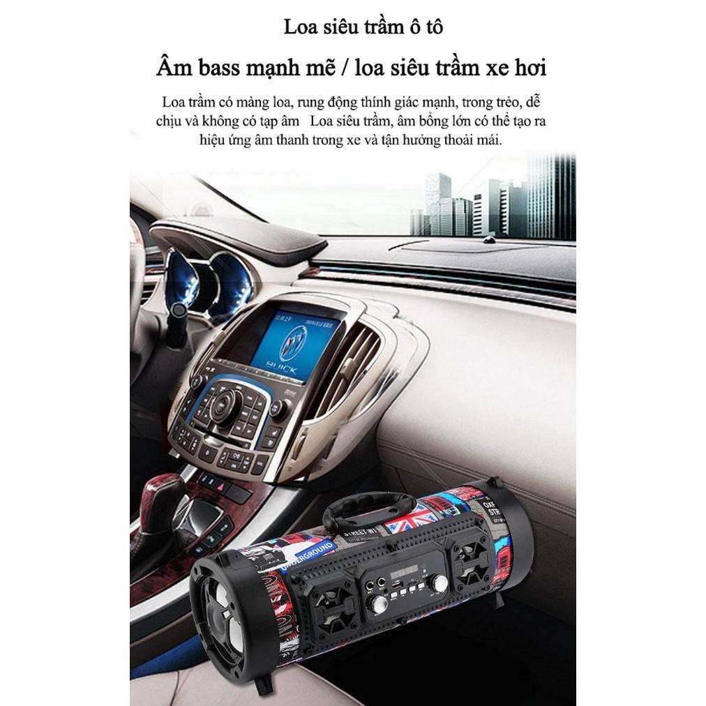 Loa siêu trầm bluetooth không dây xách tay mới【 Bluetooth + USB + chức năng micrô + đài FM tích hợp + Jack cắm 3.5 】