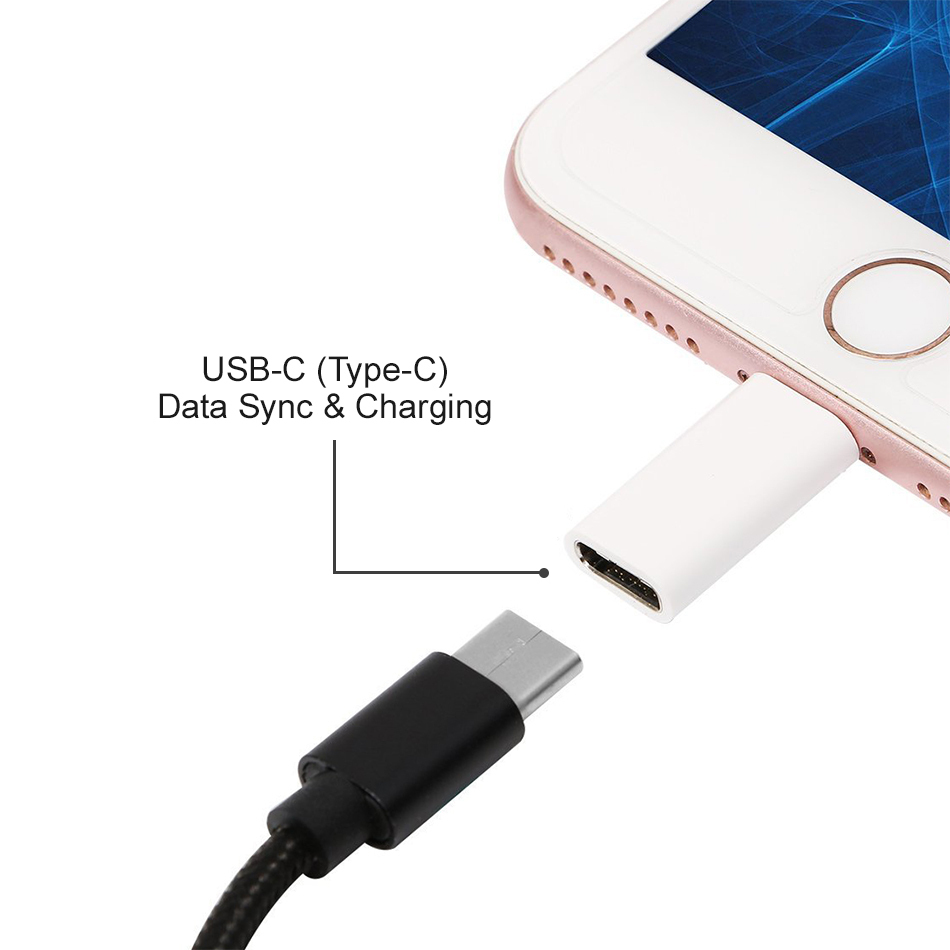 ĐẦU CHUYỂN USB TYPE C SÁNG LINGTNING CHO iPHONE iPAD JACK ANDROID ADAPTER - MẦU TRẮNG