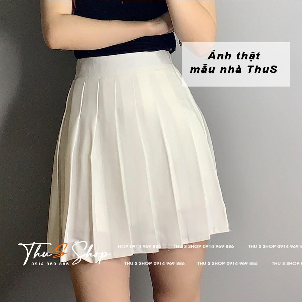 Chân Váy Tennis Dáng Ngắn Xếp ly lưng cao có quần lót trong Kiểu Xòe cực Xinh