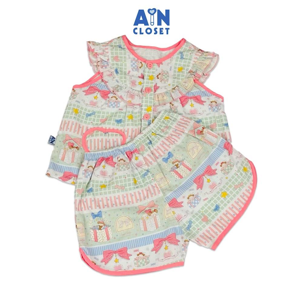 Bộ quần áo Ngắn bé gái hoạ tiết Hộp Quà Cotton - AICDBGRPFQGY - AIN Closet