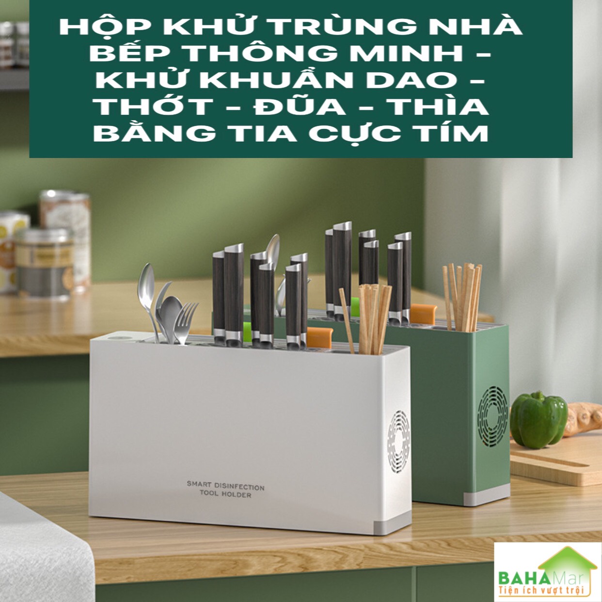 HỘP SẤY VÀ KHỬ TRÙNG VẬT DỤNG NHÀ BẾP THÔNG MINH - KHỬ KHUẨN DAO - THỚT - ĐŨA - THÌA BẰNG TIA CỰC TÍM "BAHAMAR" Có các hạt đèn khử trùng tia cực tím sâu UVC giúp khử trùng toàn diện hơn.
