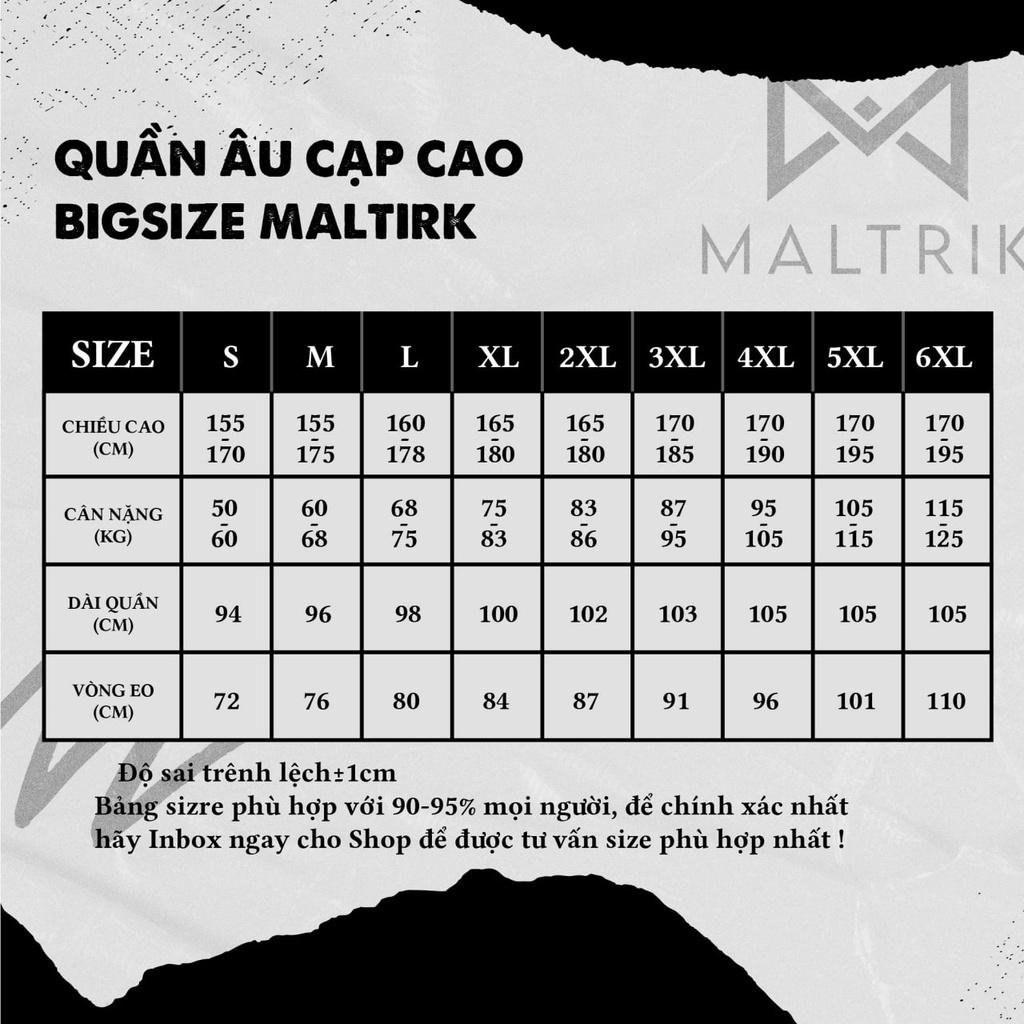 Quần tây âu cạp cao bigsize màu xám MALTRIK thiết kế cạp chun có size lớn cho người béo đến 130kg