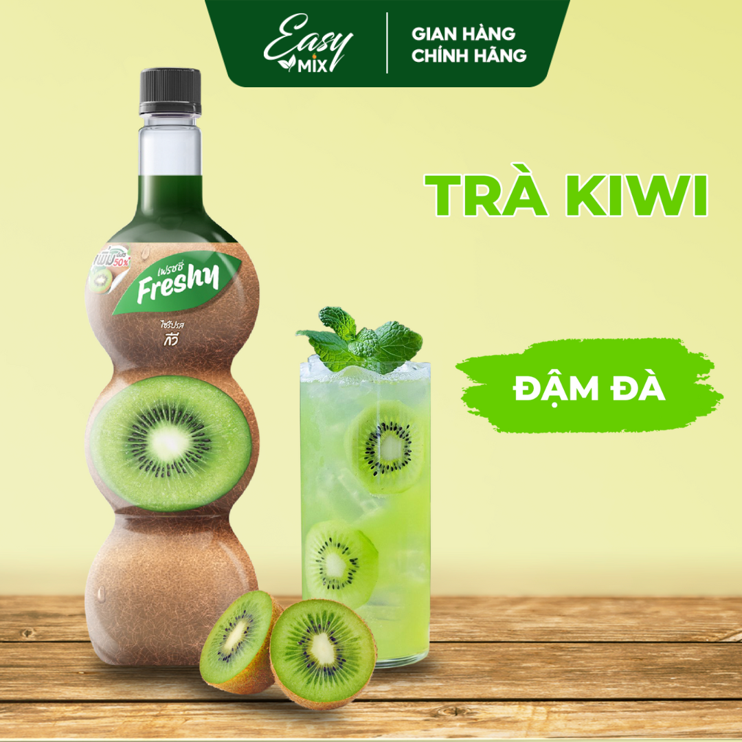 Hình ảnh Siro Kiwi Freshy Kiwi Syrup Nguyên Liệu Pha Chế Trà Sữa Chai 710ml 