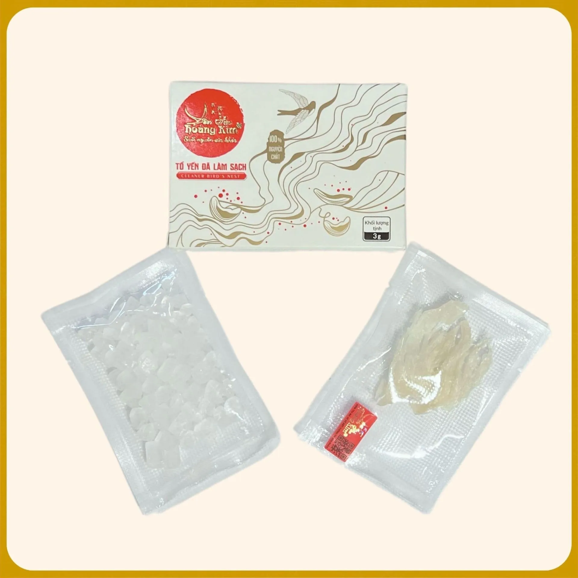 Chân Yến Sạch Yến Sào Hoàng Kim - Sợi Dai Giòn Đặc Trưng, Nở Nhiều, Kinh Tế (Hộp 3g/5g/ 50g/100g)